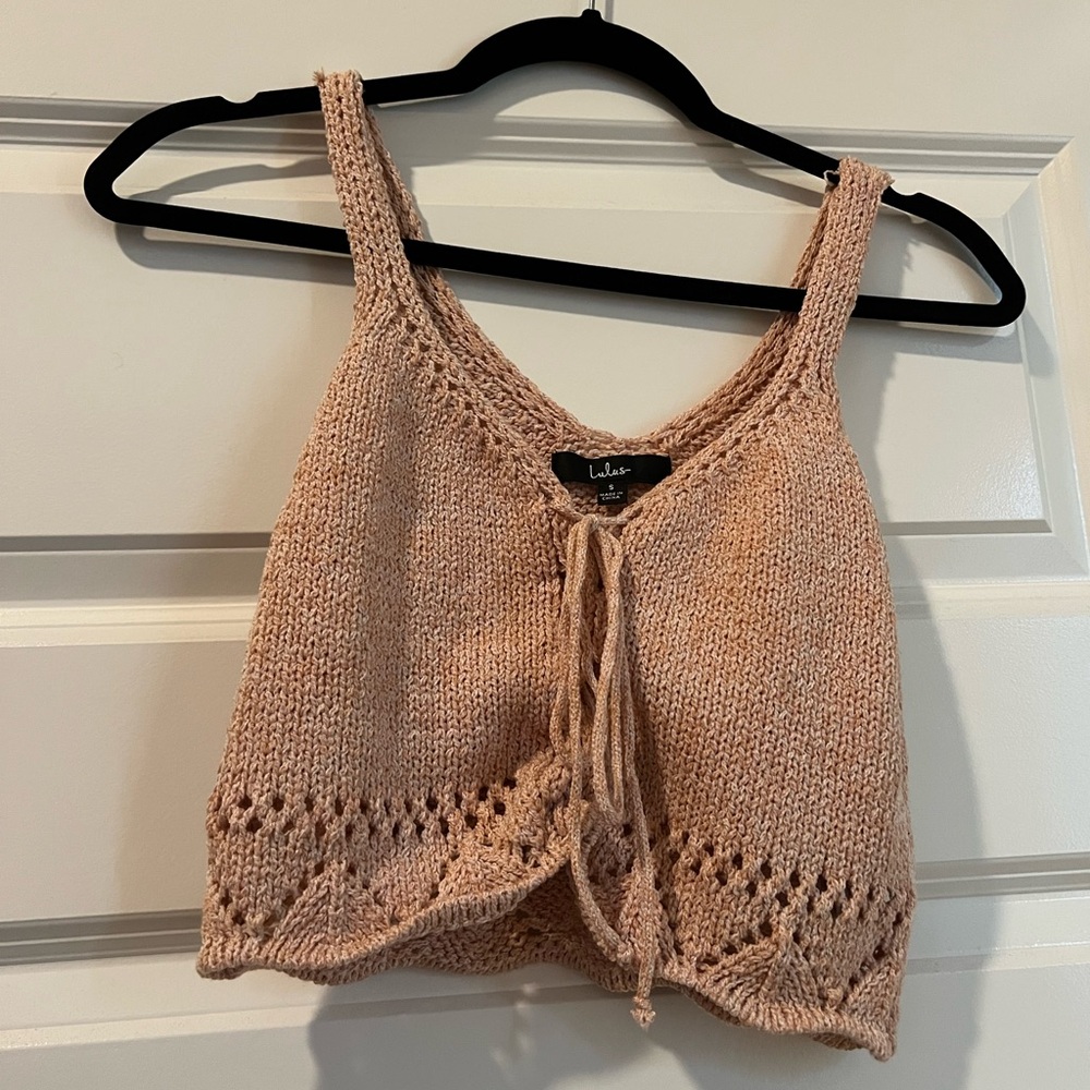 Lulu's Tan Knit Crop Top